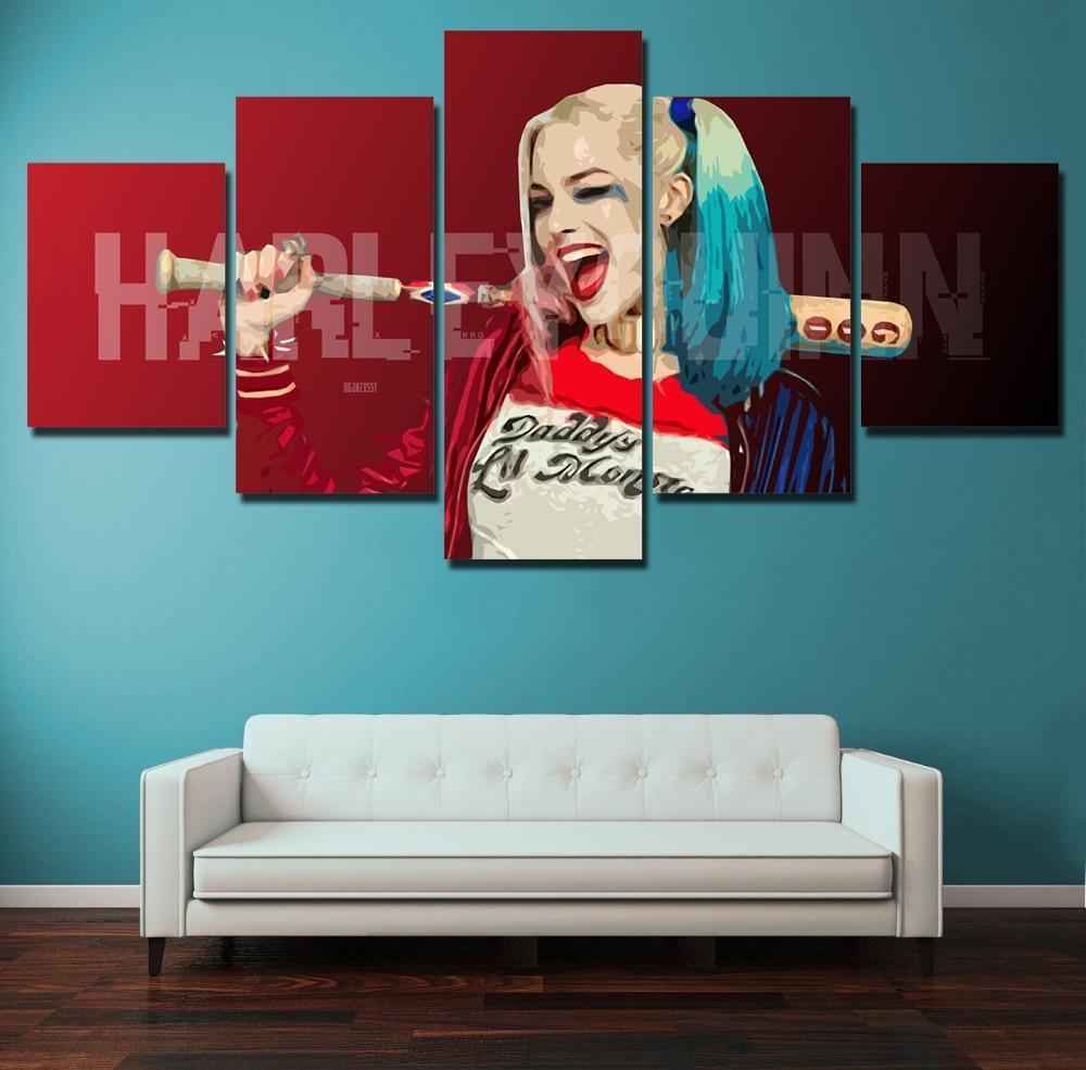 Harley Quinn With Baseball Bat Movie Canvas Wall Art