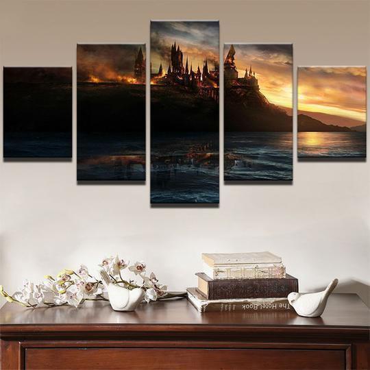 Harry Potter Deathly Hallows Hogwarts Is Burning Movie Canvas Wall Art