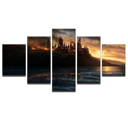 Harry Potter Deathly Hallows Hogwarts Is Burning Movie Canvas Wall Art