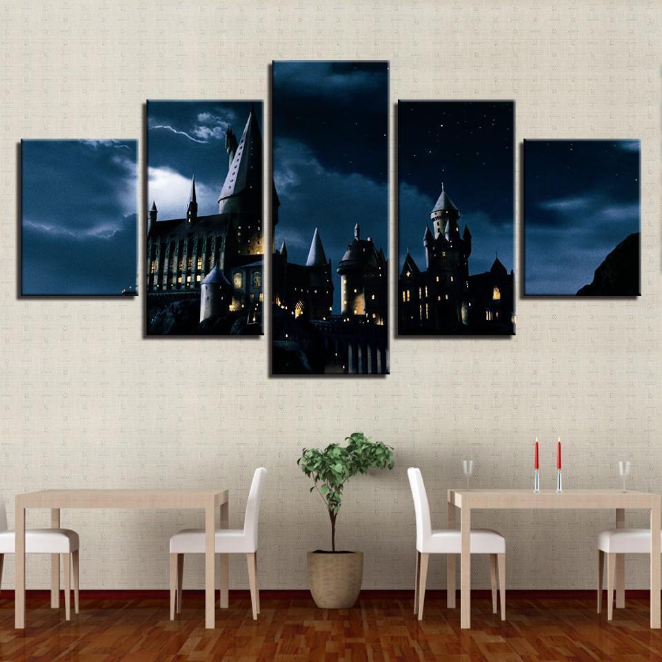 Harry Potter Hogwarts Castle Night Landscape Movie Canvas Wall Art