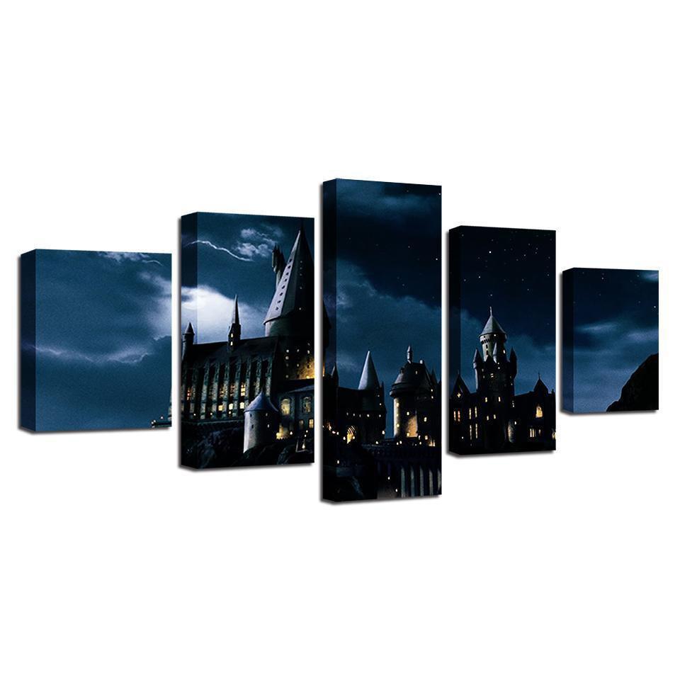 Harry Potter Hogwarts Castle Night Landscape Movie Canvas Wall Art
