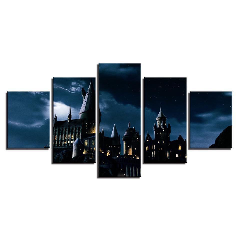Harry Potter Hogwarts Castle Night Landscape Movie Canvas Wall Art