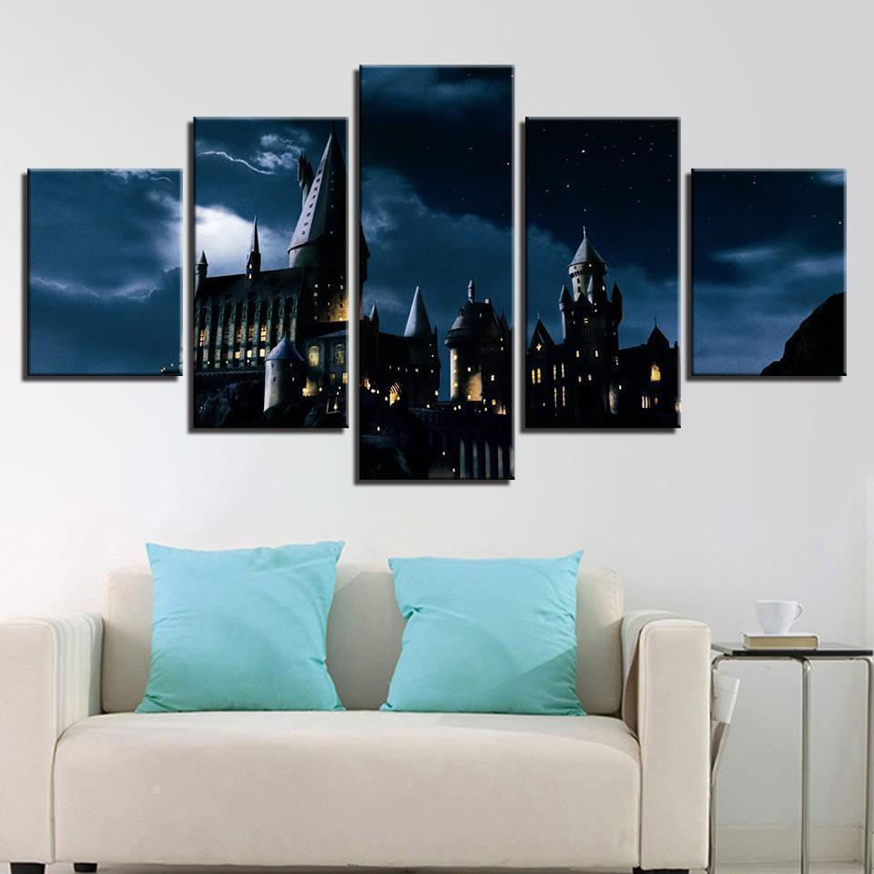 Harry Potter Hogwarts Castle Night Landscape Movie Canvas Wall Art