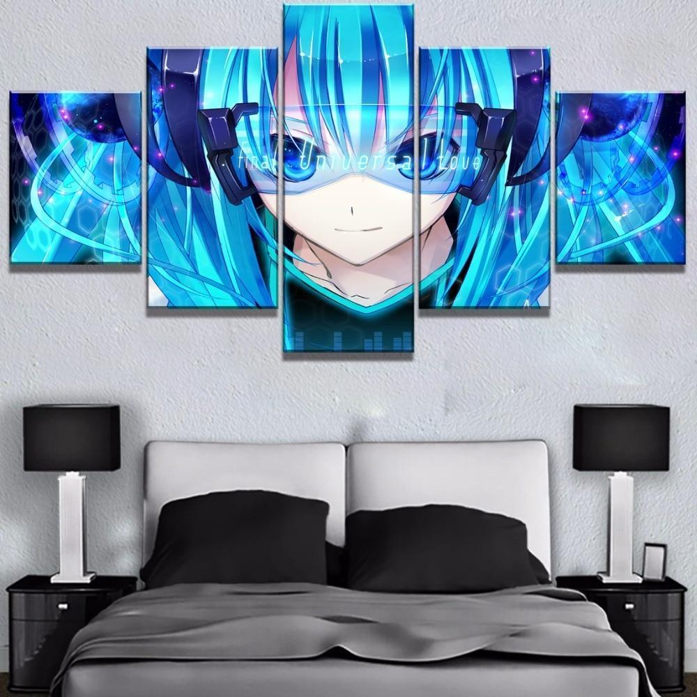 Hatsune Miku Blue Eyes Anime Canvas Wall Art