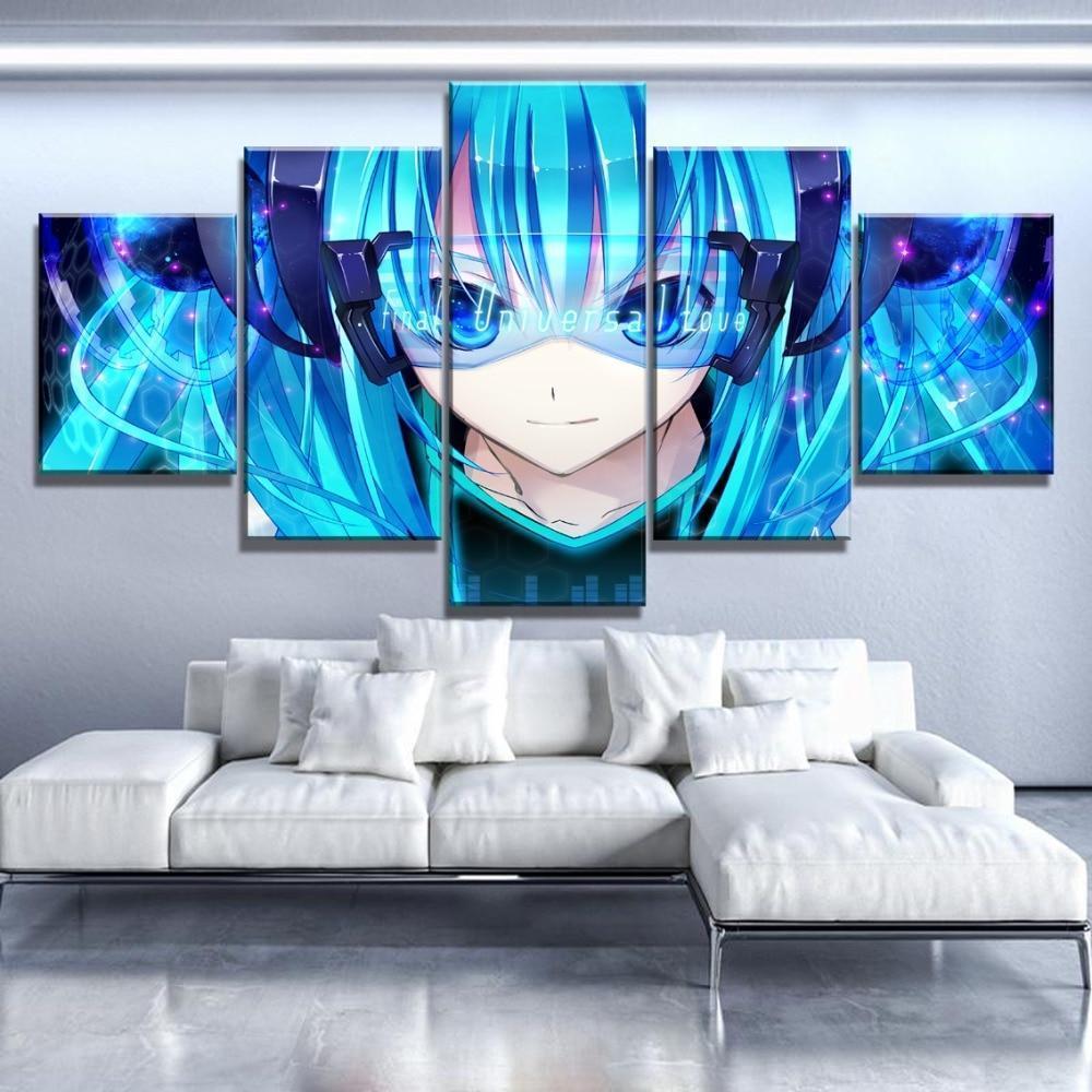 Hatsune Miku Blue Eyes Anime Canvas Wall Art