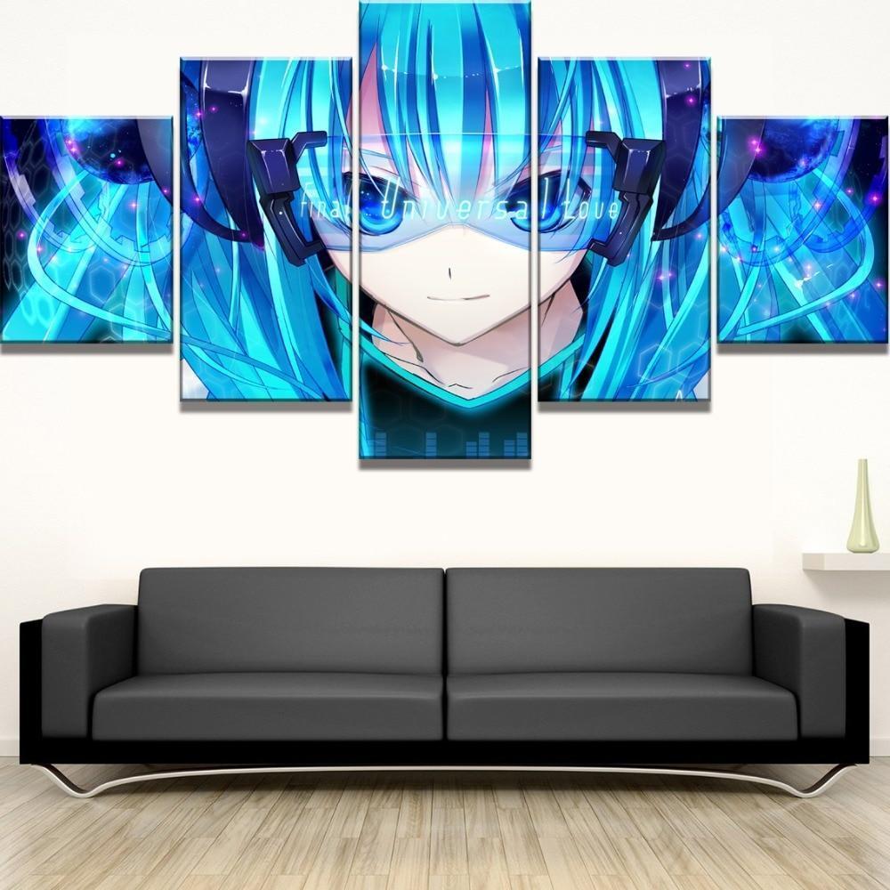 Hatsune Miku Blue Eyes Anime Canvas Wall Art