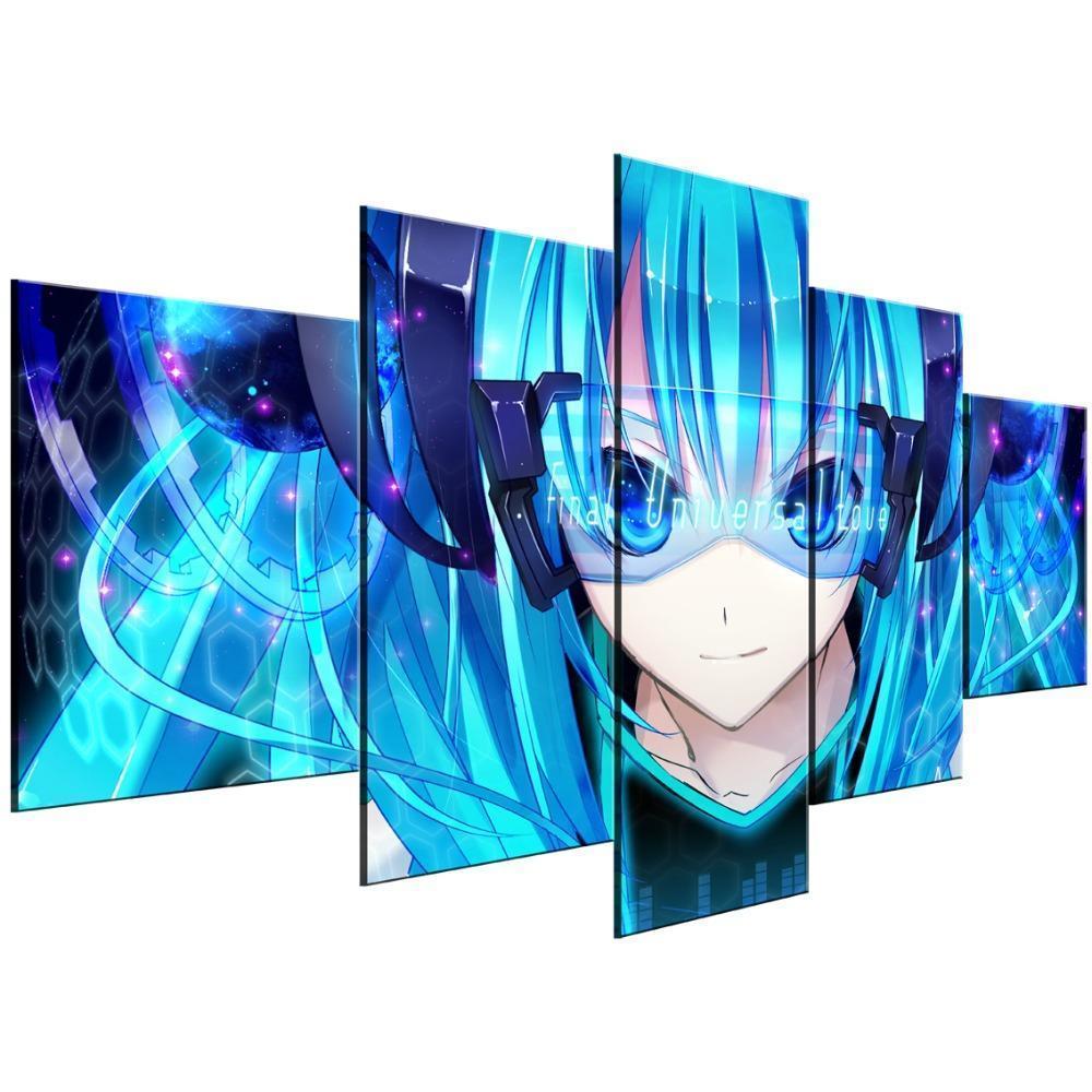 Hatsune Miku Blue Eyes Anime Canvas Wall Art