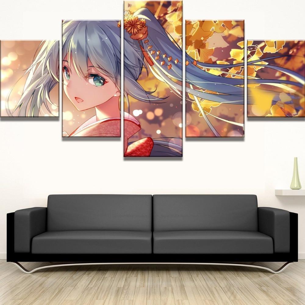 Hatsune Miku Cute Girl Anime Canvas Wall Art
