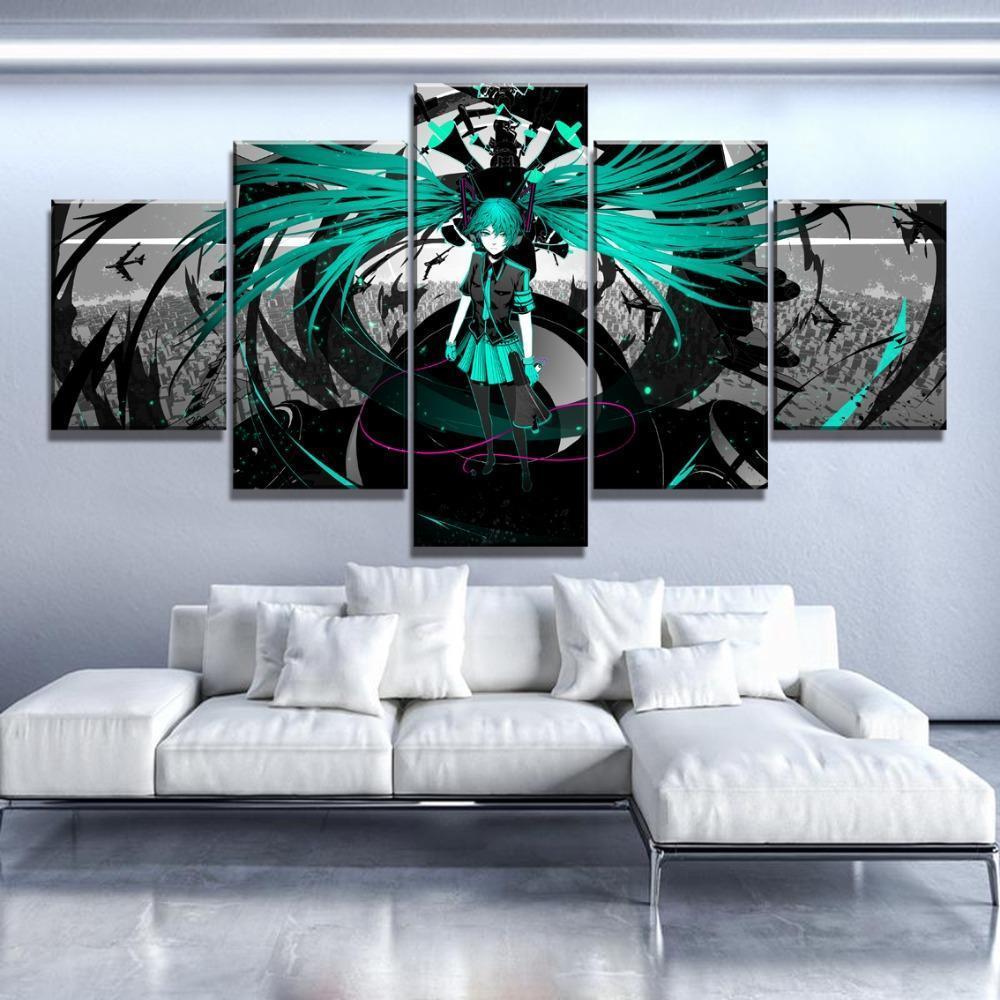 Hatsune Miku Plane Anime Canvas Wall Art
