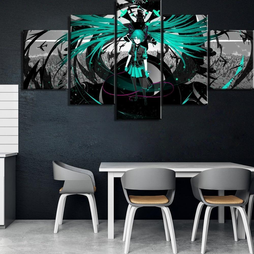 Hatsune Miku Plane Anime Canvas Wall Art