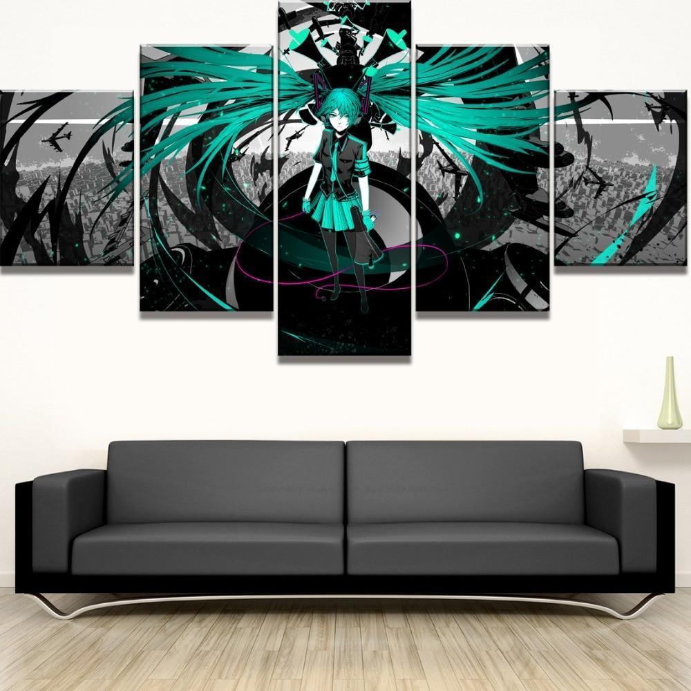Hatsune Miku Plane Anime Canvas Wall Art
