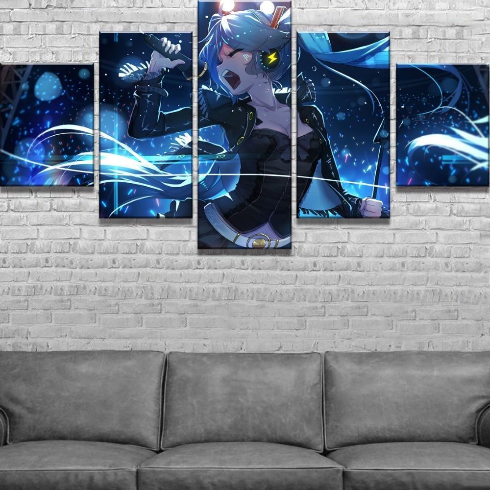 Hatsune Miku Singing Anime Canvas Wall Art