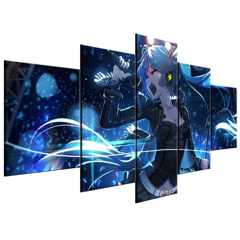Hatsune Miku Singing Anime Canvas Wall Art