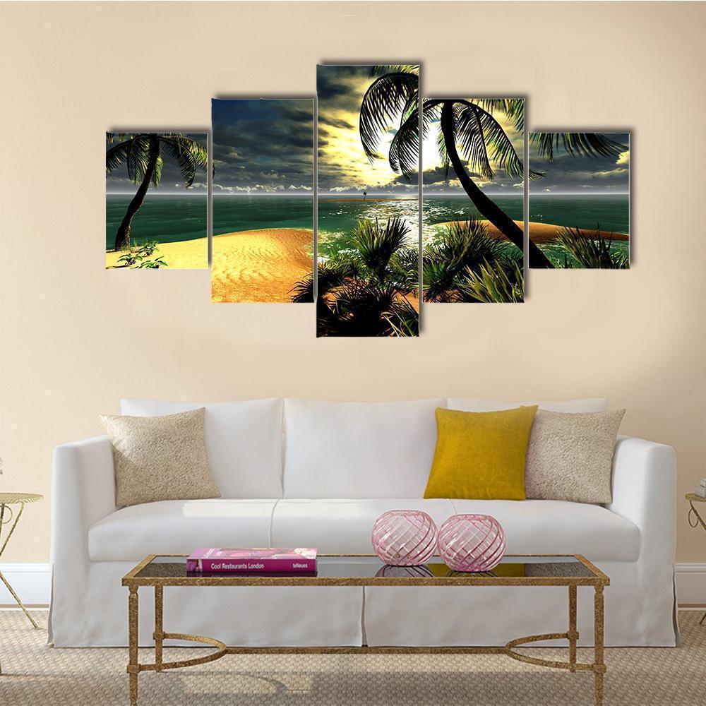 Hawaiian Sunset In Tropical Paradise Nature Canvas Wall Art