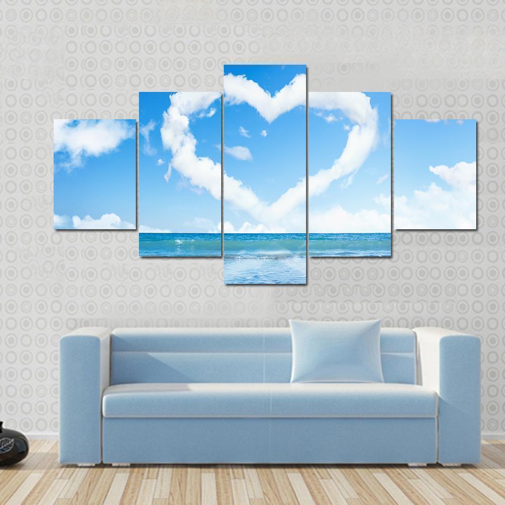 Heart Of Clouds On Sky Nature Canvas Wall Art