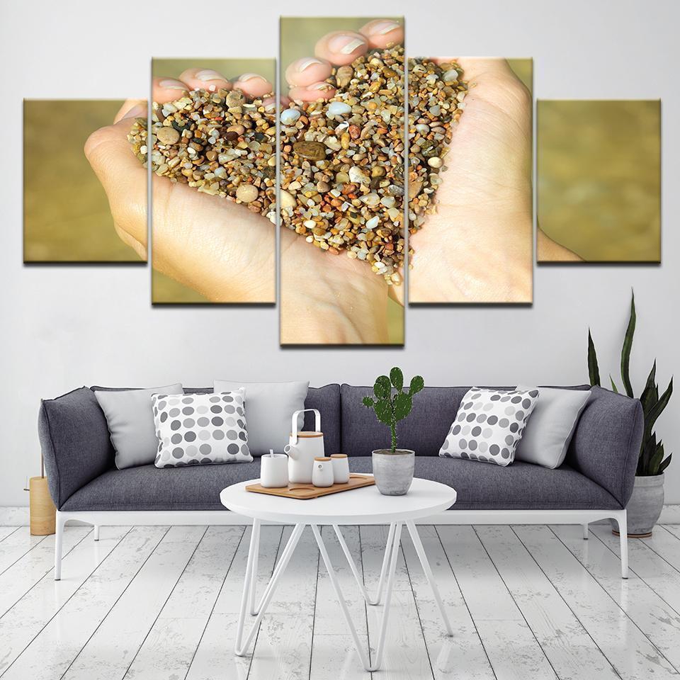 Heart Shape Sand And Gravel Nature Canvas Wall Art