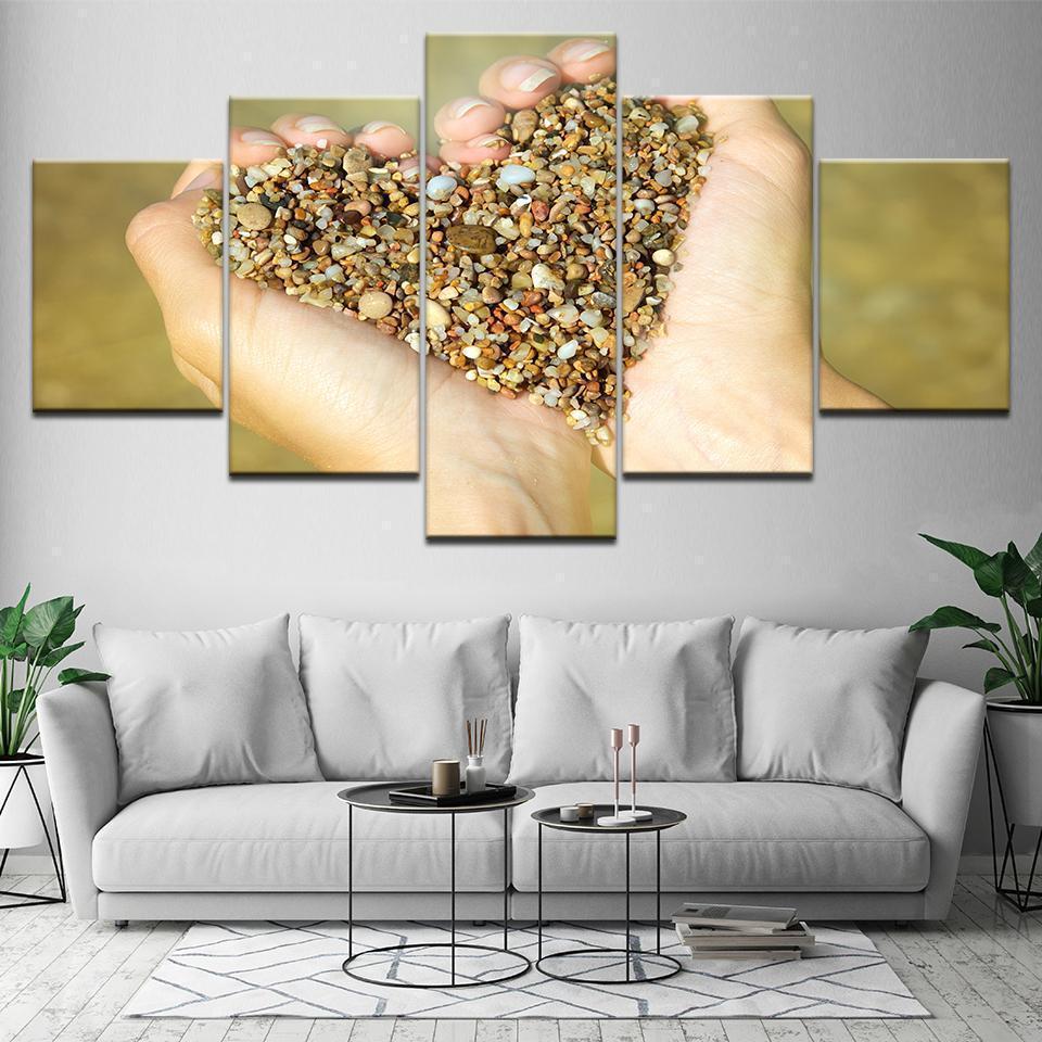 Heart Shape Sand And Gravel Nature Canvas Wall Art