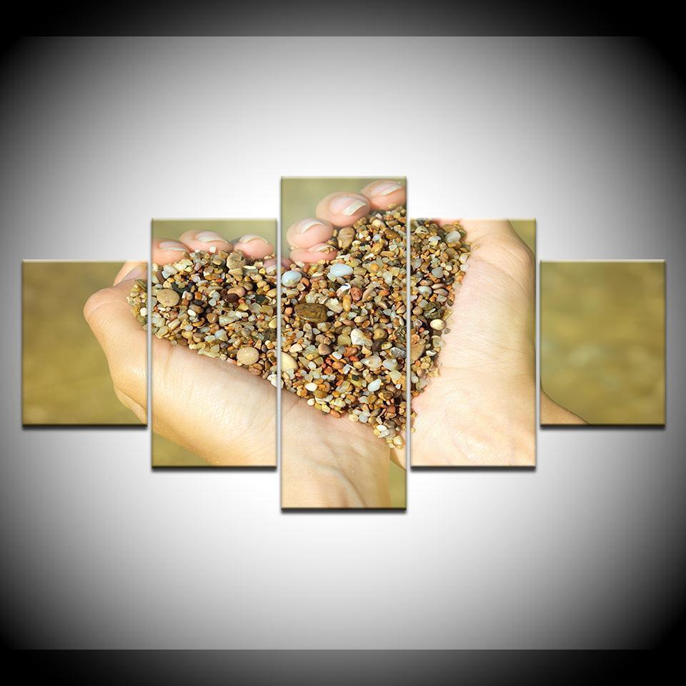 Heart Shape Sand And Gravel Nature Canvas Wall Art