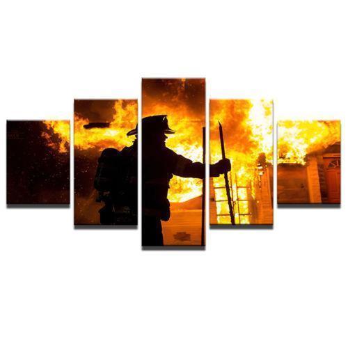 Hero Firefighter Life Canvas Wall Art