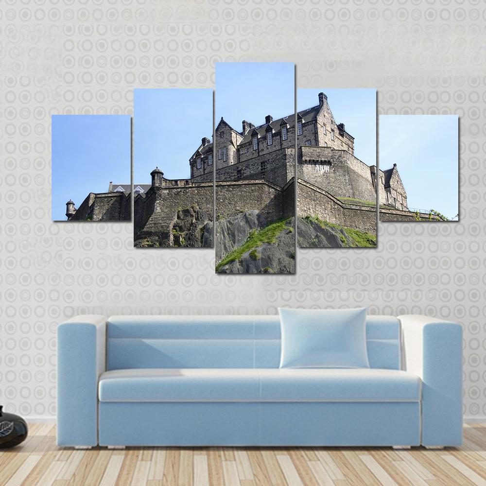 Historic Edinburgh Castle Built On Extinct Volcano Nature Canvas Wall Art