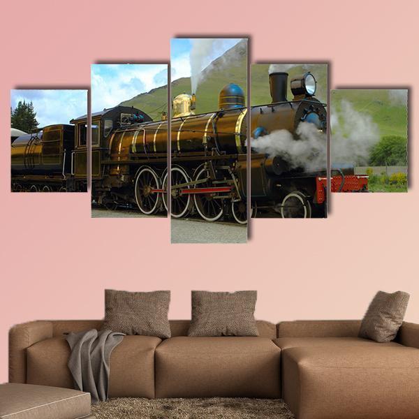 Historic Steam Train In New Zealand Nature Canvas Wall Art