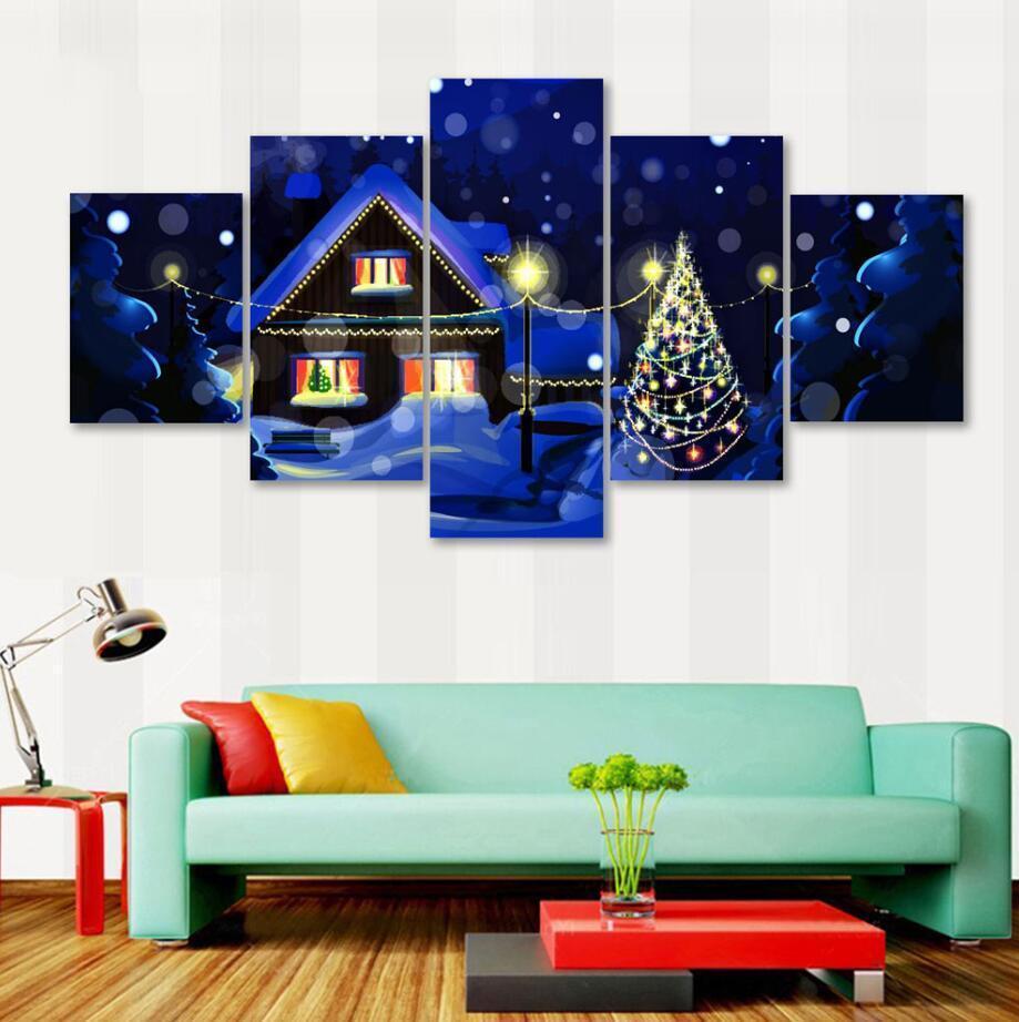 Christmas Santa Claus And Snowman Occasion Canvas Wall Art