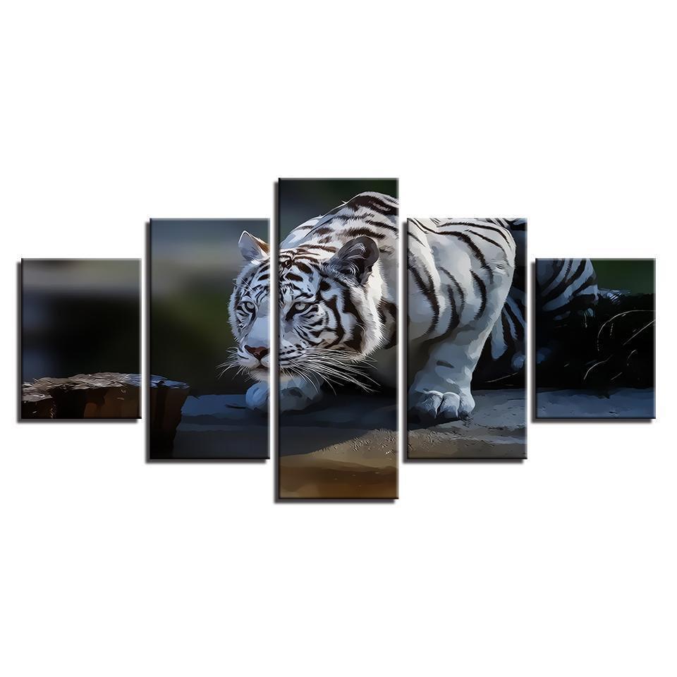 Home White Tiger 1 Animal Canvas Wall Art