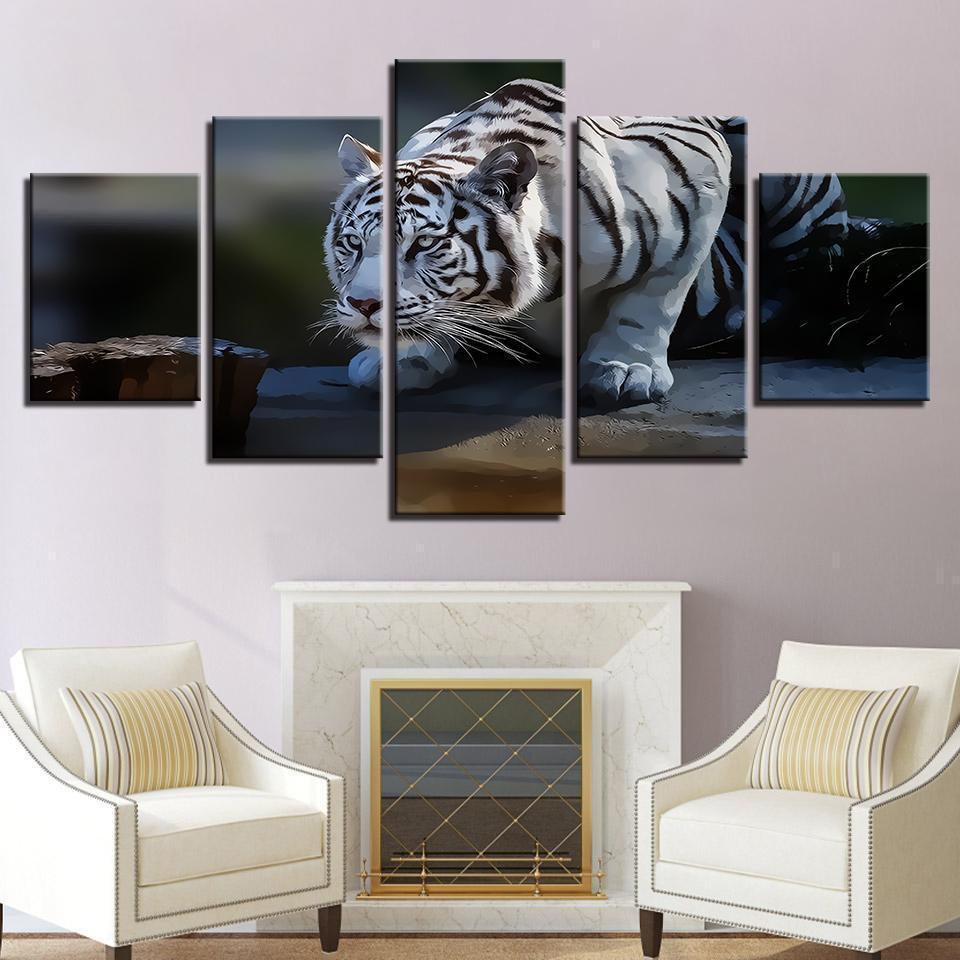 Home White Tiger 1 Animal Canvas Wall Art