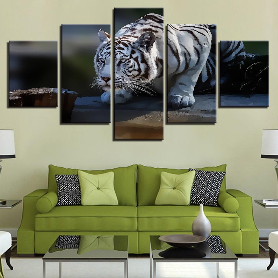 Home White Tiger 1 Animal Canvas Wall Art
