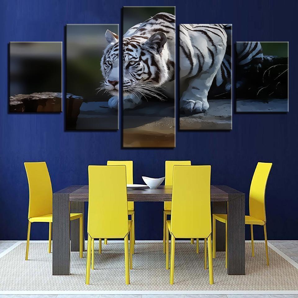 Home White Tiger 1 Animal Canvas Wall Art