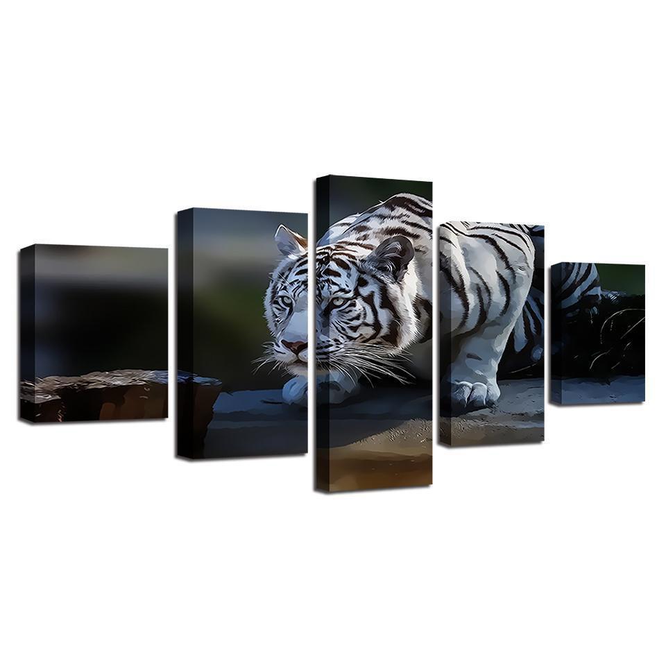 Home White Tiger 1 Animal Canvas Wall Art
