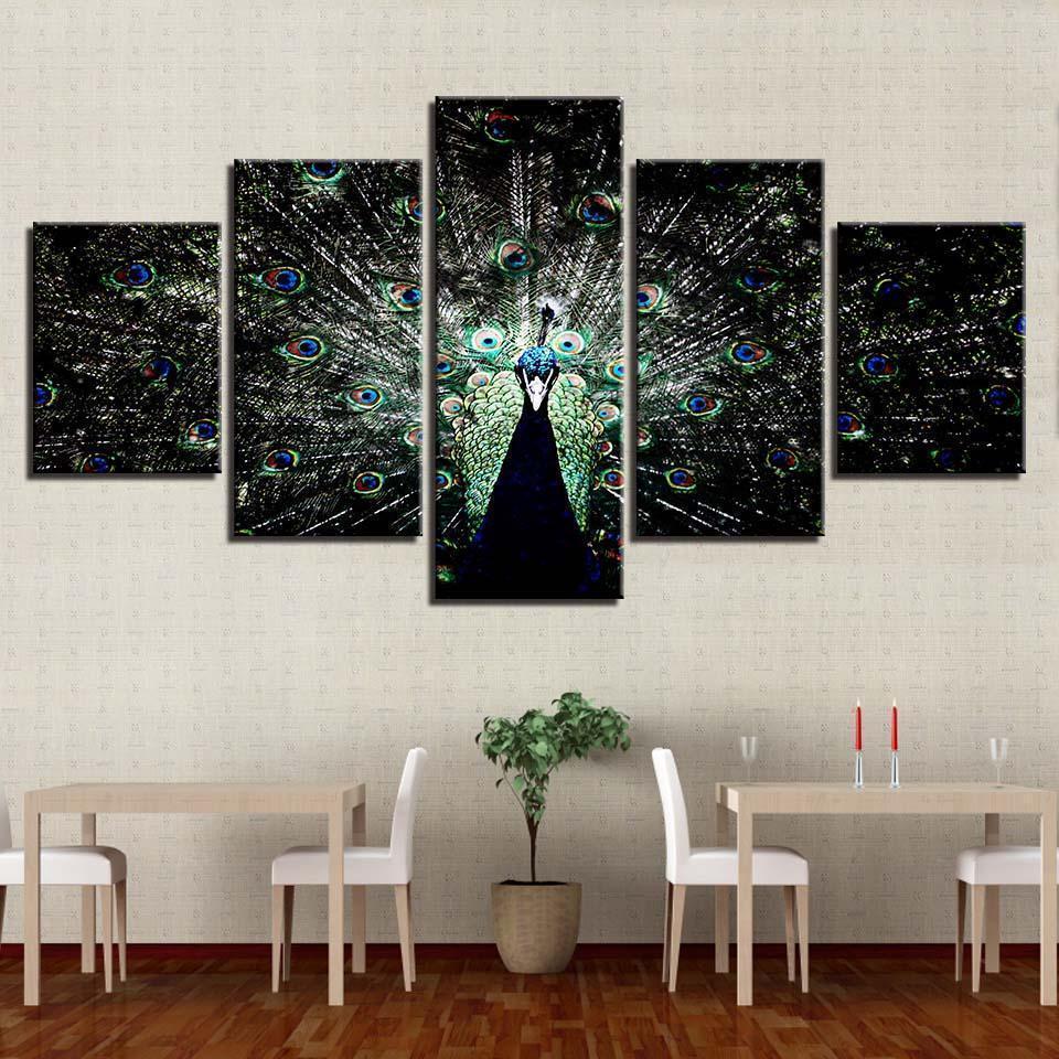 Homeative Abstract Animal Peacock Animal Canvas Wall Art