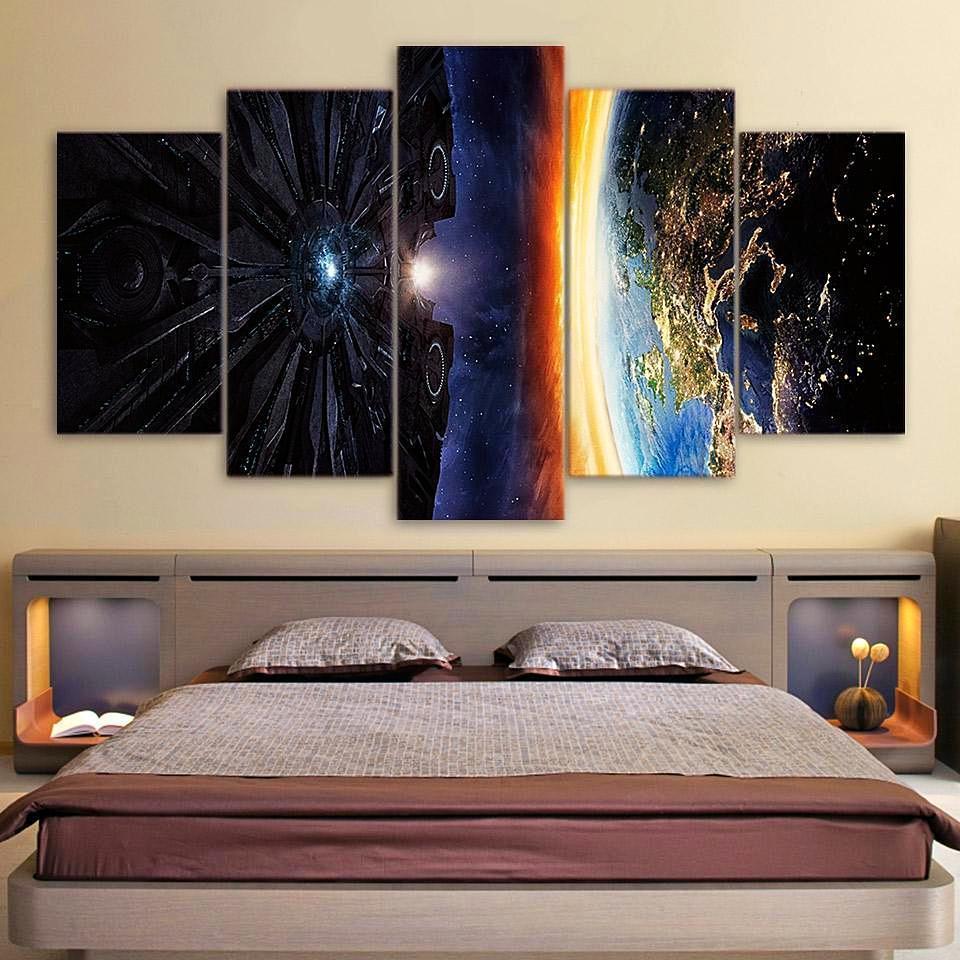 Horizon Planets Space Aircraft Space Universe Canvas Wall Art