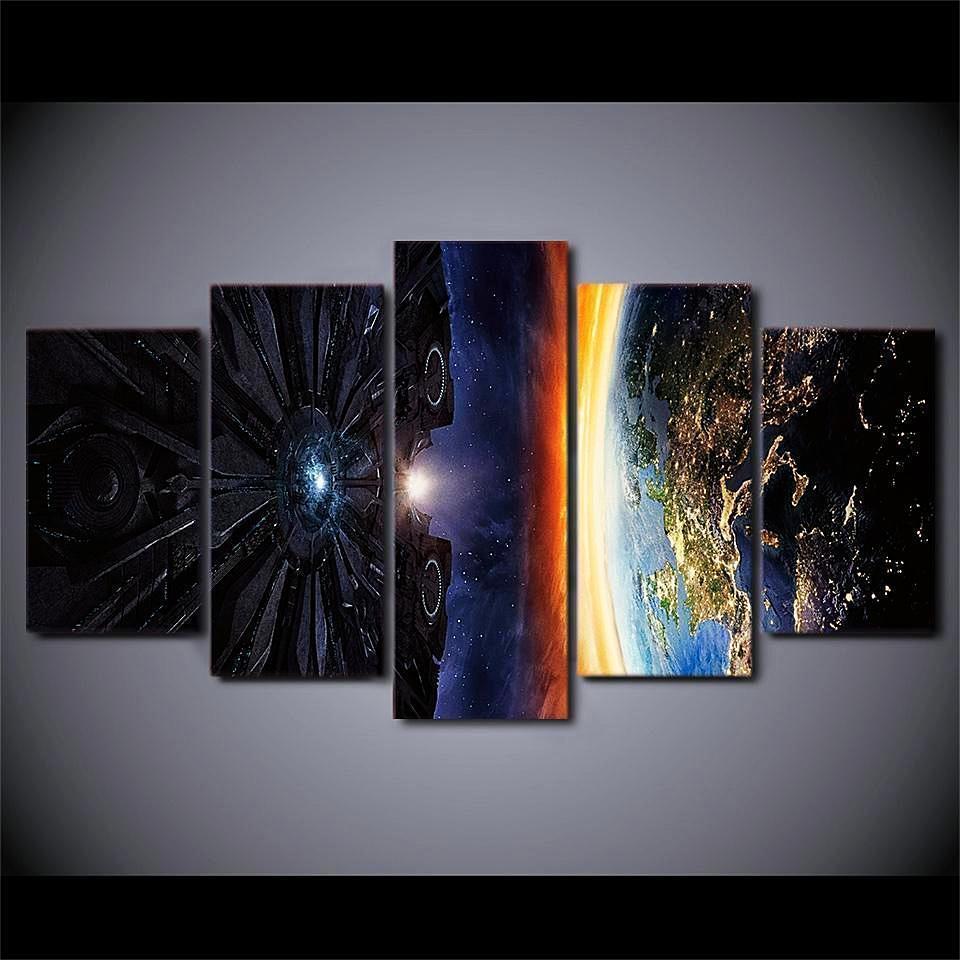 Horizon Planets Space Aircraft Space Universe Canvas Wall Art