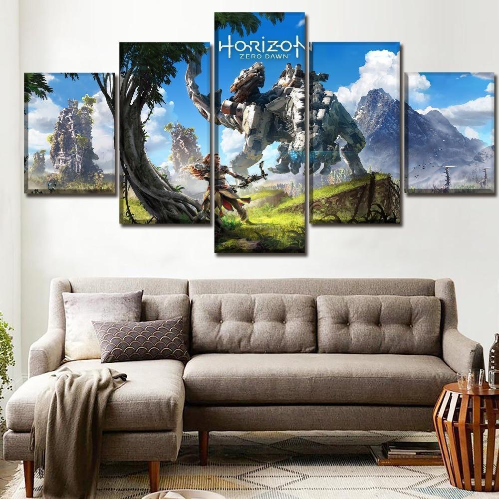 Horizon Zero Dawn Background Posters 2 Gaming Canvas Wall Art