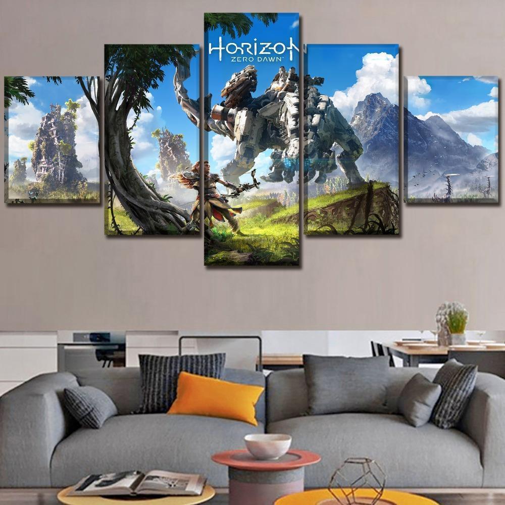 Horizon Zero Dawn Background Posters 2 Gaming Canvas Wall Art
