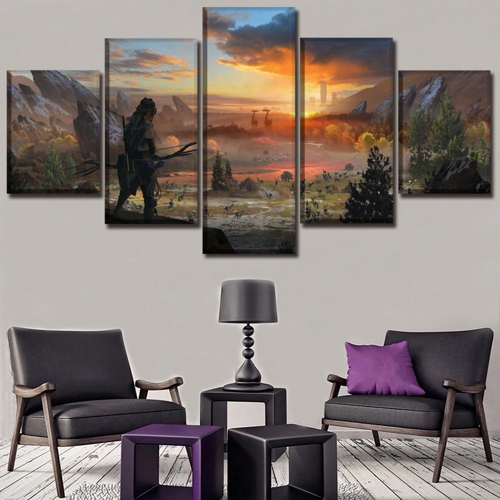 Horizon Zero Dawn The War While Sunset Gaming Canvas Wall Art