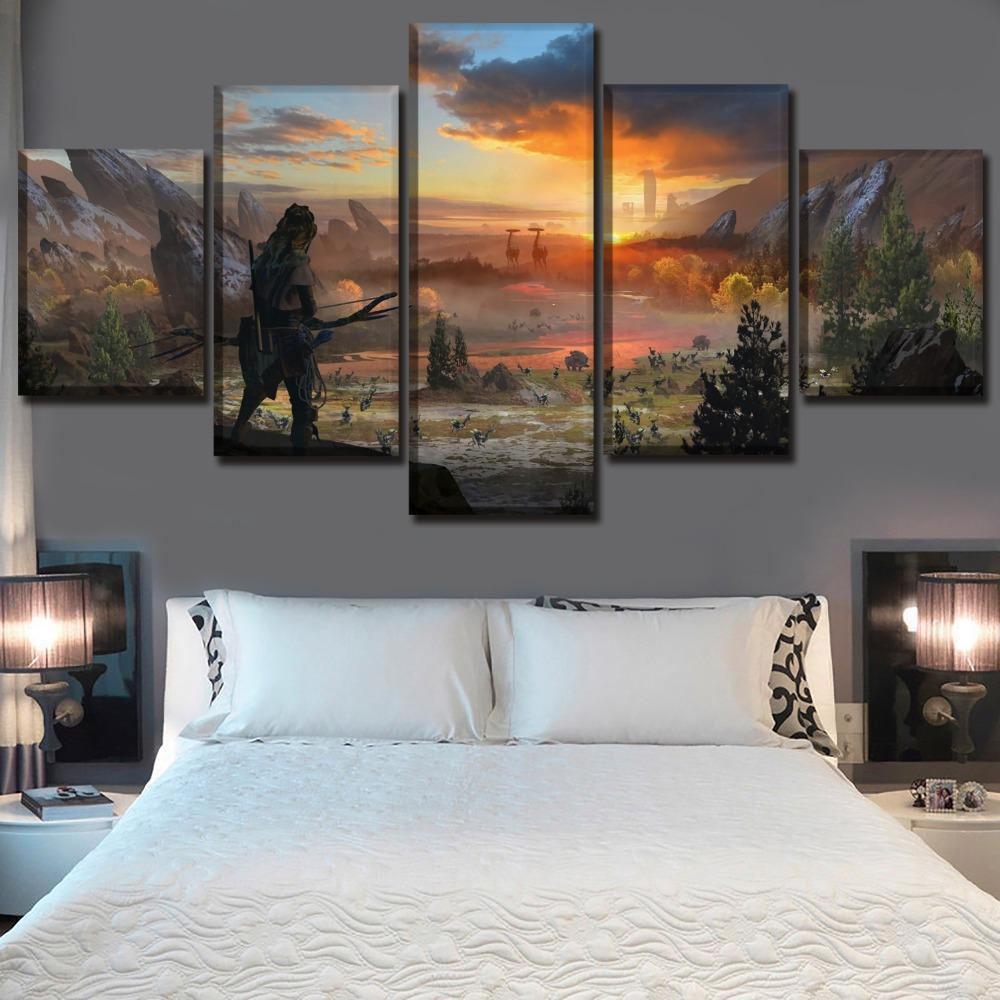 Horizon Zero Dawn The War While Sunset Gaming Canvas Wall Art