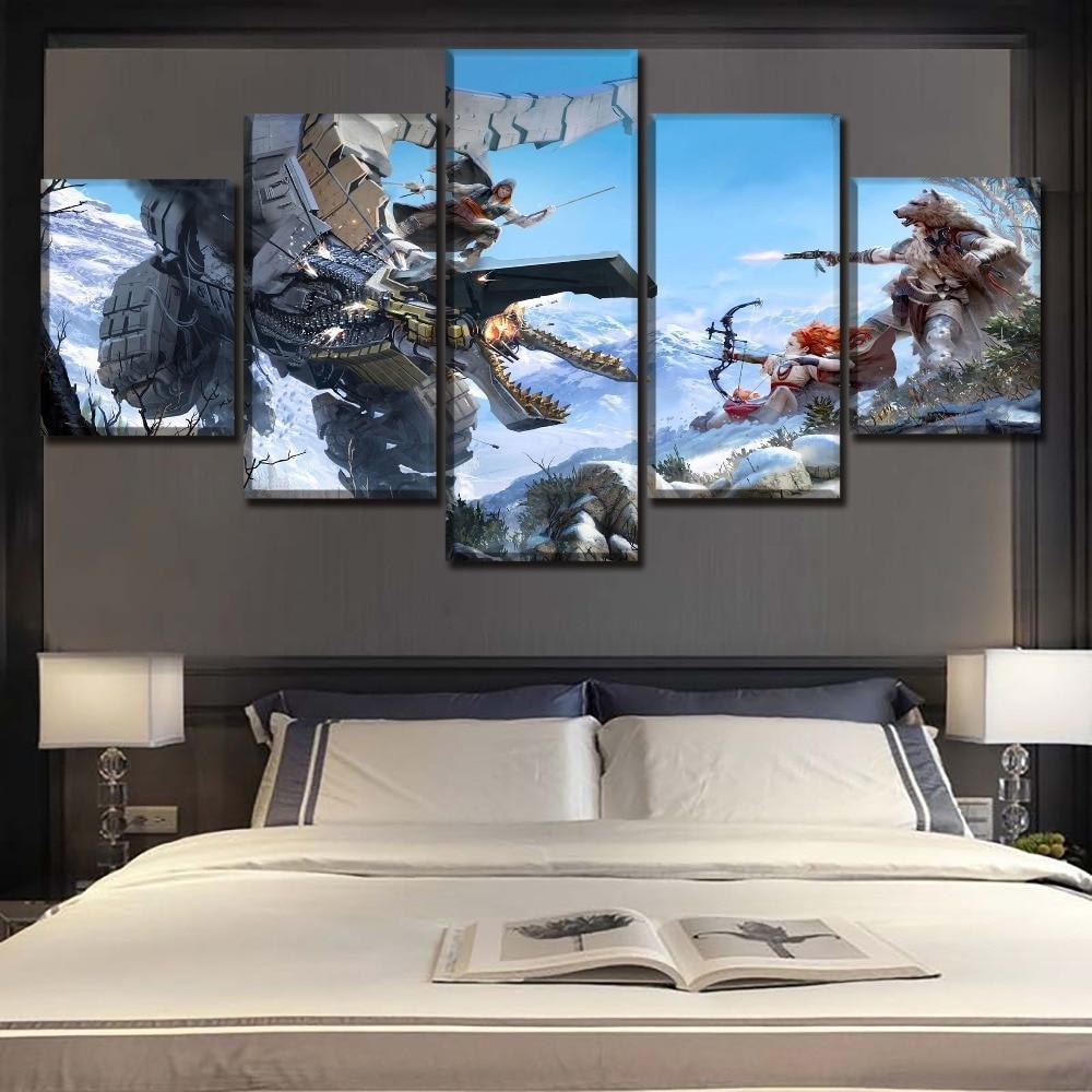 Horizon Zero Dawn Thunderjaw Battle Gaming Canvas Wall Art