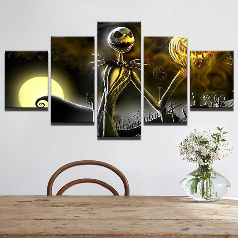 Horror Halloween At Cemetery Canvas Wall Art