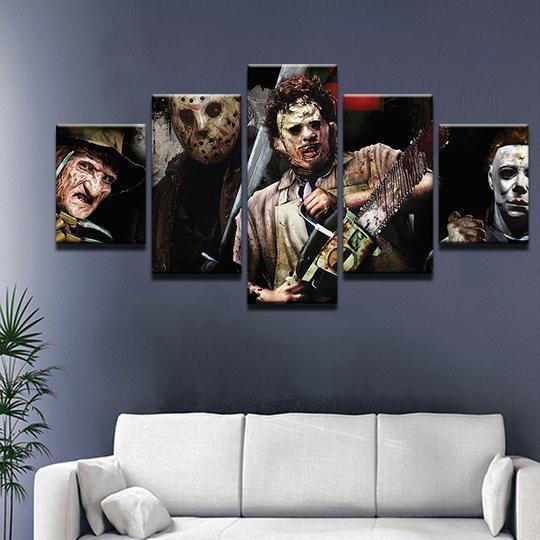Horror Movie Characters Freddie Jason Michael Myers Movie Canvas Wall Art