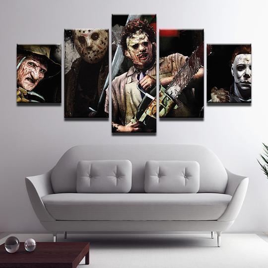 Horror Movie Characters Freddie Jason Michael Myers Movie Canvas Wall Art