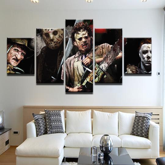 Horror Movie Characters Freddie Jason Michael Myers Movie Canvas Wall Art