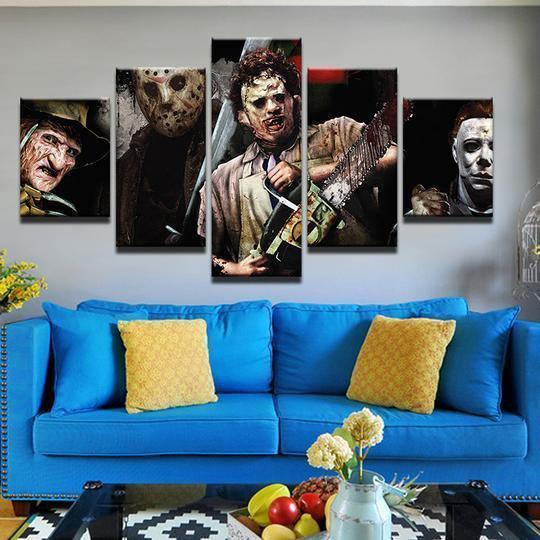 Horror Movie Characters Freddie Jason Michael Myers Movie Canvas Wall Art