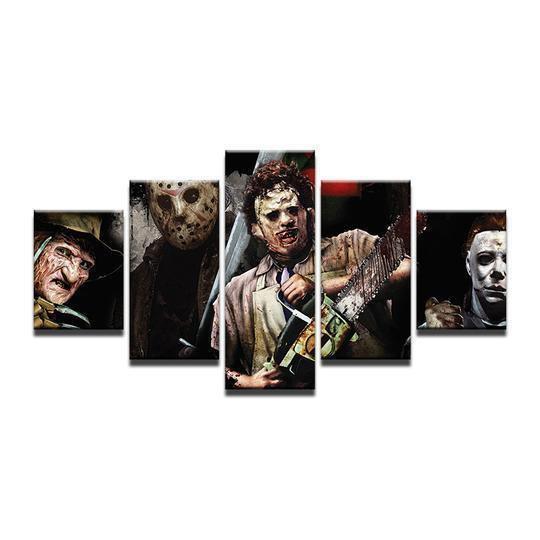 Horror Movie Characters Freddie Jason Michael Myers Movie Canvas Wall Art