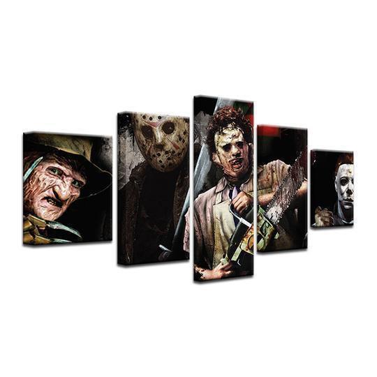 Horror Movie Characters Freddie Jason Michael Myers Movie Canvas Wall Art