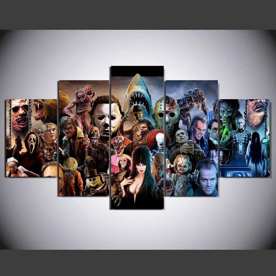 Horror Movie Icon Characters Movie Canvas Wall Art