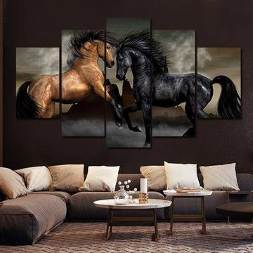 Horse Fight Animal Canvas Wall Art