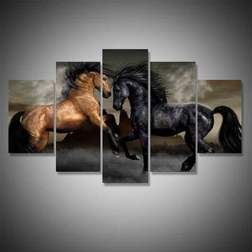 Horse Fight Animal Canvas Wall Art