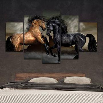 Horse Fight Animal Canvas Wall Art